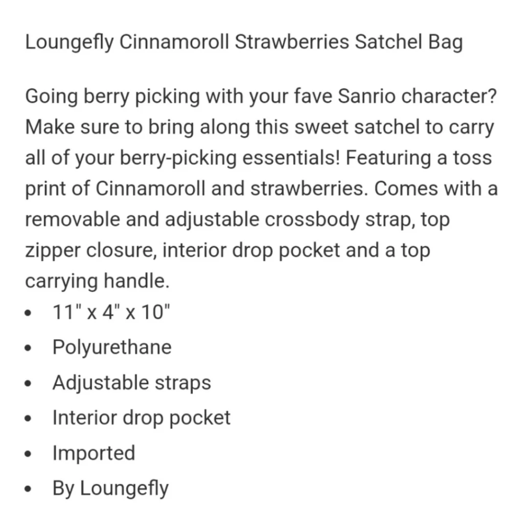 Loungefly Cinnamoroll satchel crossbody bag